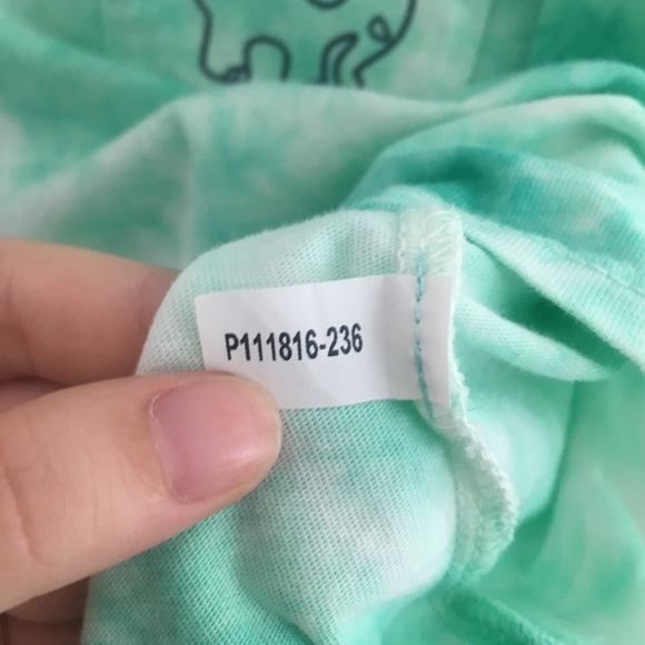 SOLD Ivory Ella Green Tie Dye Cropped Tee #103 - Picture 6 of 6